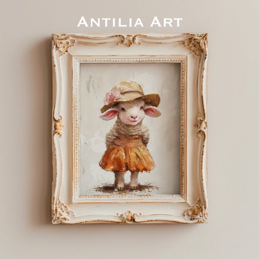 Lamm in Rock, Vintages Farmschaf Poster