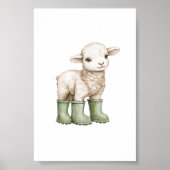 Lamm in Salbeigrünen Stiefeln Poster Kinderzimmer (Vorne)