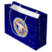 Lamm in Zodiac Wheel Große Geschenktüte (Vorderseite Schrägansicht)