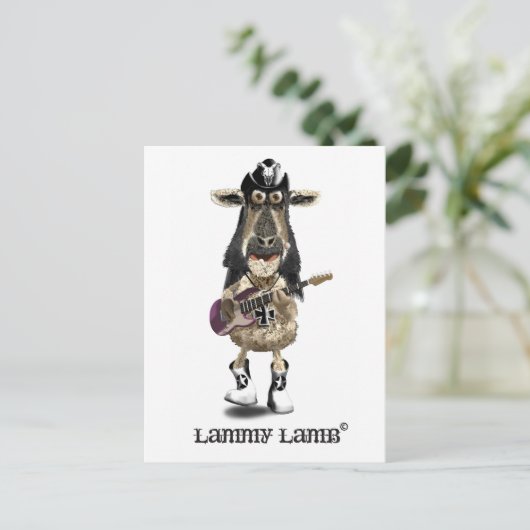 Lamm Lamb a Heavy Metal Rock SHEEP Postkarte (Stehend Vorderseite)