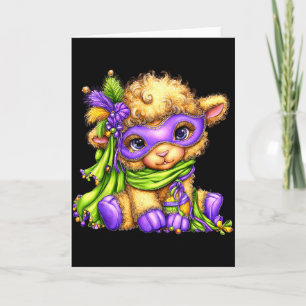 Lamm Mardi Gras Nola Maske Perlen Süße Schafe Jung Karte