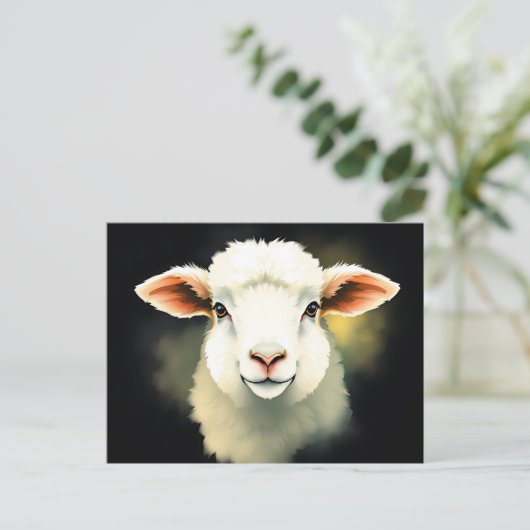 Lamm mit Abstrakten Schlaganfällen Postkarte (Stehend Vorderseite)