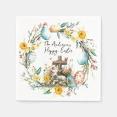 Lamm mit Crosss-I-Eiern und blumengeschmückten Ost Serviette (Vorderseite)