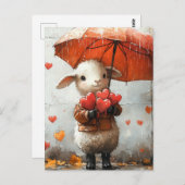 Lamm mit Herz und Schirm Postkarte (Vorne/Hinten)