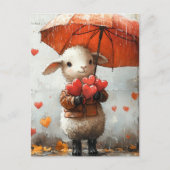 Lamm mit Herz und Schirm Postkarte (Vorderseite)