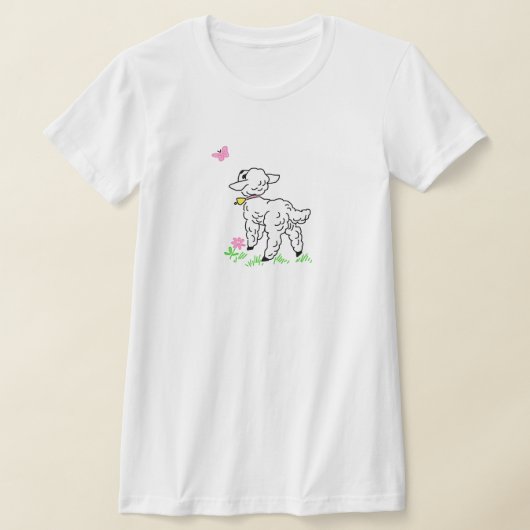 Lamm mit rosa Schmetterling T-Shirt (Ablage )