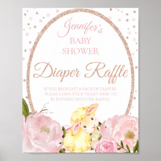 Lamm Pink Peony und Rose Baby Dusche Windel Raffel Poster
