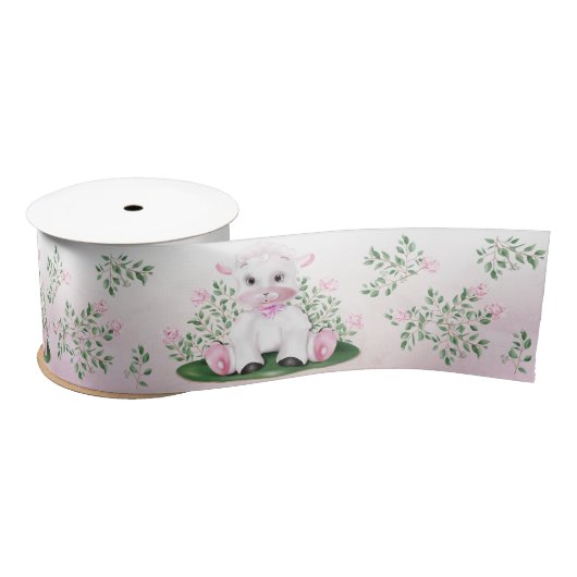 Lamm Pink Rose Floral Satinband (Spule)