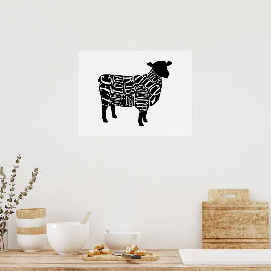 Lamm-Schaf-Schnitte, große Wandkunst, Küchenkunst Poster (Küche)