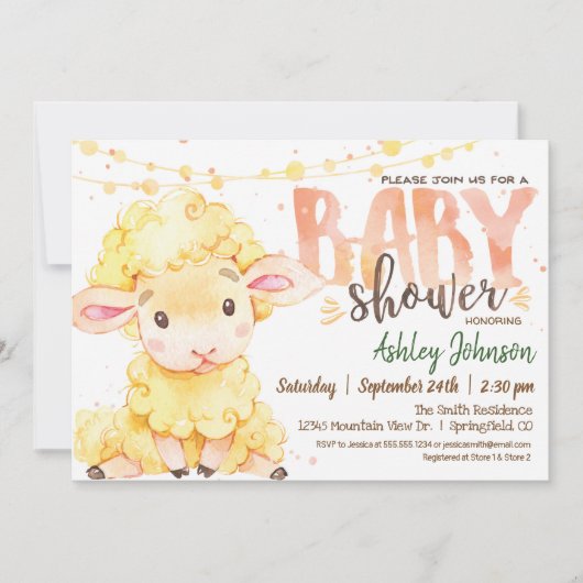 Lamm-/Schafzuchtdusche Einladung (Vorderseite)