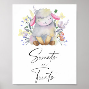 Lamm - Süßigkeiten und Leckereien Babyduschplakat Poster