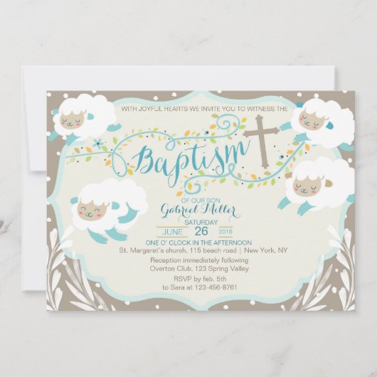 Lamm-Taufe Einladung (Vorderseite)