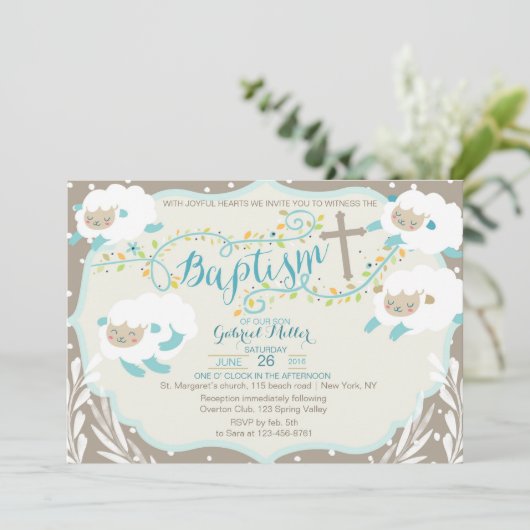 Lamm-Taufe Einladung (Stehend Vorderseite)