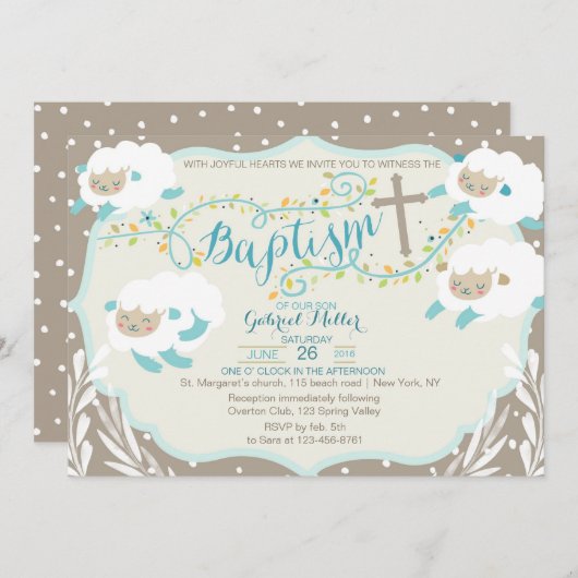 Lamm-Taufe Einladung (Vorne/Hinten)