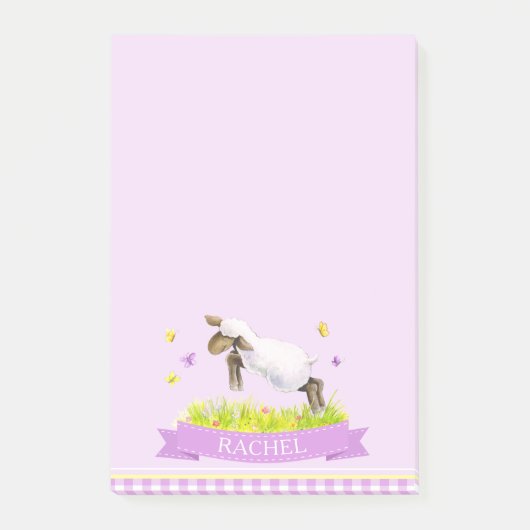 Lamm überspringen niedlichen whimsy individuelle N Post-it Klebezettel (Vorderseite)