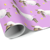 Lamm überspringen whimsy Aquarellkunst lila Muster Geschenkpapier (Rolleneckpunkt)