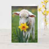 Lamm und Blumen Frühling Karte (Gelbe Blume)