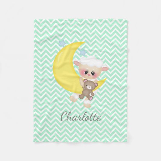 Lamm und Crescent Moon Kinderzimmer Fleecedecke (Vorderseite)