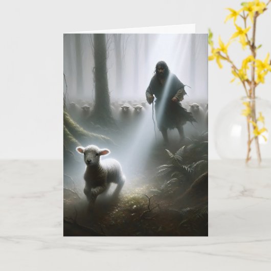 Lamm und Hirte, die dir nachdenken Karte (Gelbe Blume)