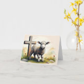 Lamm- und Holzkreuz Karte (Gelbe Blume)