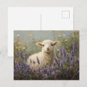 Lamm- und Lavendelgemälde Postkarte (Vorne/Hinten)