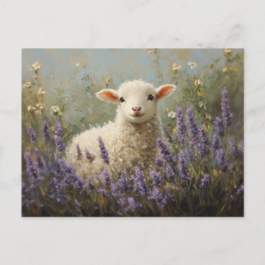 Lamm- und Lavendelgemälde Postkarte (Vorderseite)