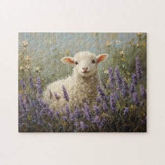 Lamm- und Lavendelgemälde Puzzle