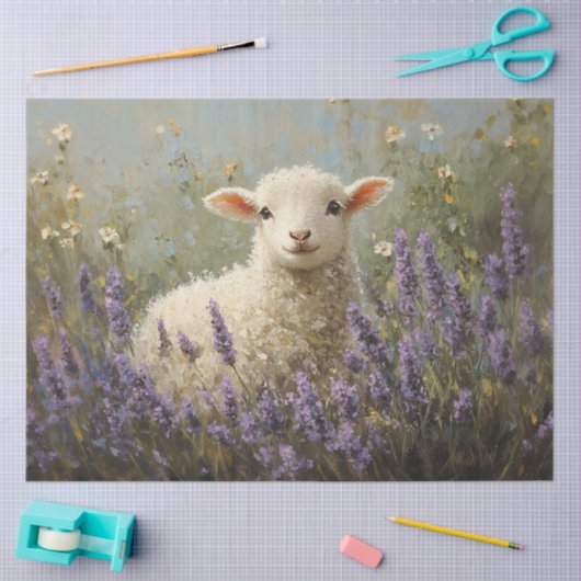 Lamm- und Lavendermalerei Seidenpapier (Basteln)