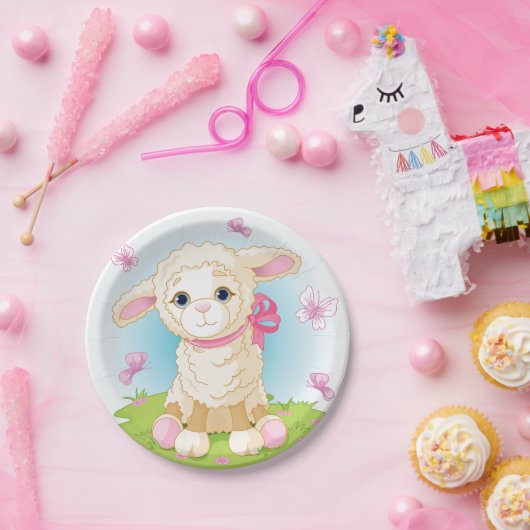 Lamm und Schmetterlinge Pappteller (Party)
