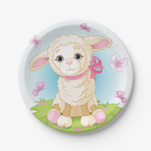 Lamm und Schmetterlinge Pappteller (Vorderseite)