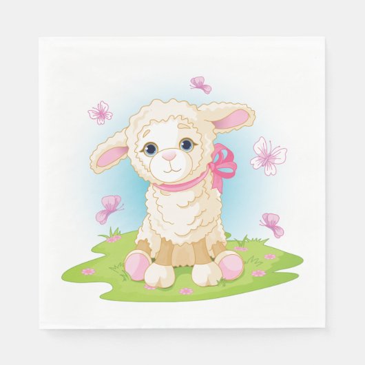 Lamm und Schmetterlinge Serviette (Vorderseite)