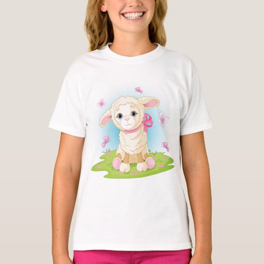 Lamm und Schmetterlinge T - Shirt (Vorderseite)