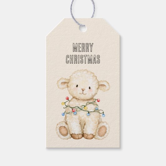 Lamm Weihnachtsbaumlichter Geschenkanhänger (Vorderseite)