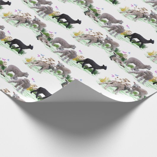 Lamm-Wiese-Wrapping Paper (Farbe auswählen) Geschenkpapier (Ecke)