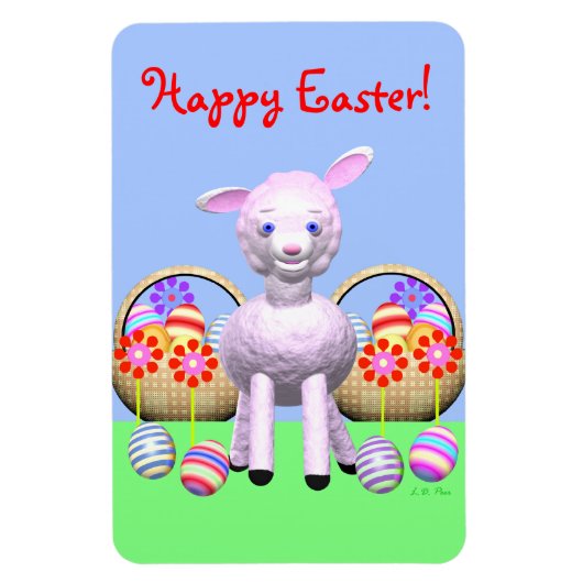 Lamm-Zeichen und Osterkörbe Magnet (Vertikal)