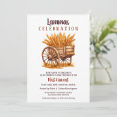 Lammas Fall Equinox Harvest Weizen Retro Einladung (Stehend Vorderseite)