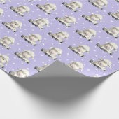 Lämmchen auf Lila Punkten Geschenkpapier (Ecke)