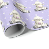 Lämmchen auf Lila Punkten Geschenkpapier (Rolleneckpunkt)