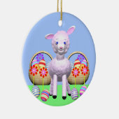 Lämmer, Blume und Körbe für verspielte Ostern Keramikornament (Rechts)