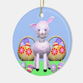 Lämmer, Blume und Körbe für verspielte Ostern Keramikornament (Links)