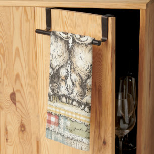 Lämmer im Landhausstil Vintage-Muster  Geschirrtuch