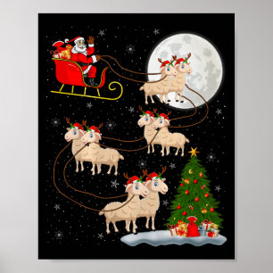 Lämmer Schafe Santa Schlitten Fliegend Lustig Magi Poster