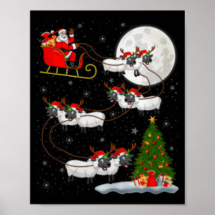 Lämmer Schafe Santa Schlitten Fliegende Lustige Ma Poster
