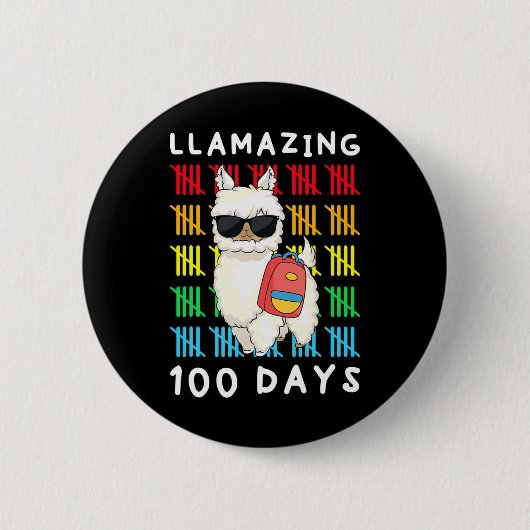 Lamming 100 Days of School Kids Llama Lehrer 10 Button (Vorderseite)