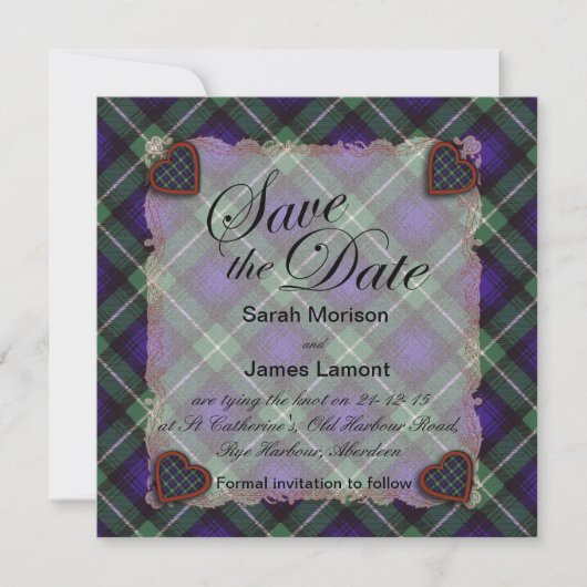 Lamont Scottish Clan tartan - Kariert Save The Date (Vorderseite)