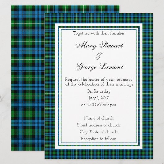 Lamont Scottish Wedding Einladung (Vorne/Hinten)