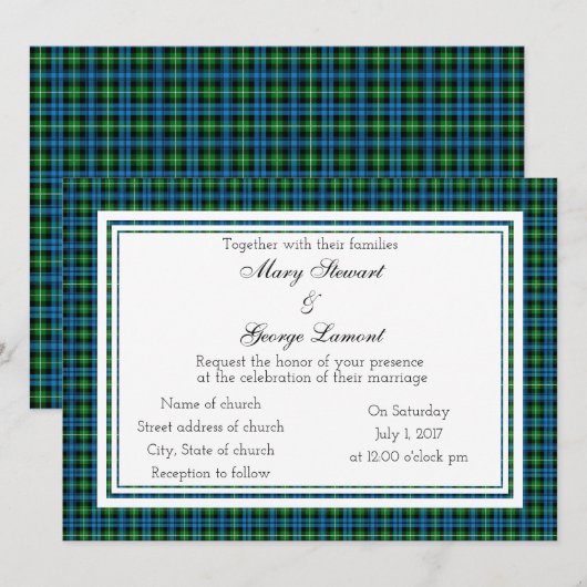 Lamont Scottish Wedding Einladung (Vorne/Hinten)