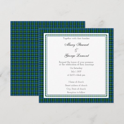 Lamont Scottish Wedding Square Einladung (Vorne/Hinten)
