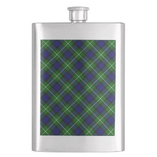 Lamont Tartan blau grün kariert Flachmann