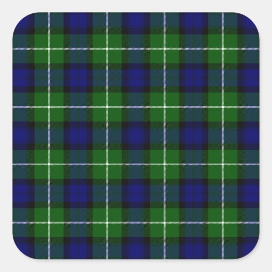 Lamont tartan blue kariert quadratischer aufkleber (Vorderseite)